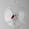 Glaskugel mit Kristall 75mm Bär und rotes Herz  mit losen Kristallen in der Kugel. zum hängen und stellen
