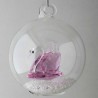 Glaskugel mit Kristall 7.5cm Schwann rosa  mit losen Kristallen in der Kugel. zum haengen und stellen Glaskugel mit Kristall 7.5cm Schwann rosa  mit losen Kristallen in der Kugel. zum haengen und stellen