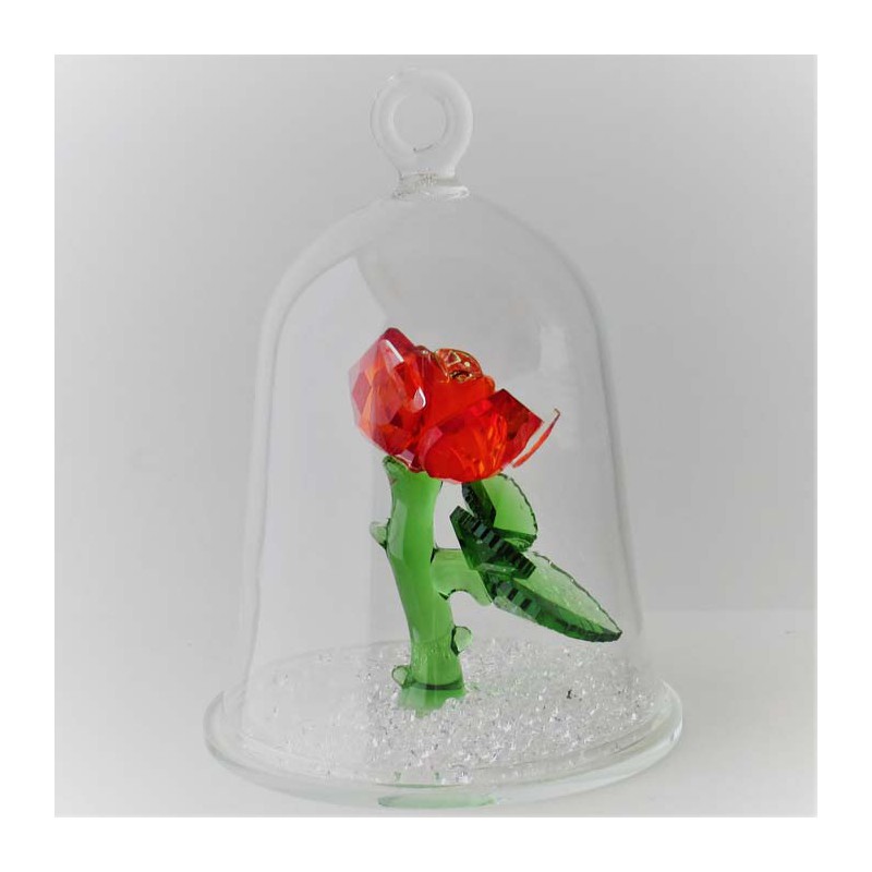 Glas Glocke mit Kristall 9cm Rose rot grün mit losen Kristallen. zum hängen und stellen Glas Glocke mit Kristall 9cm Rose rot grün mit losen Kristallen. zum hängen und stellen