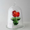 Glas Glocke mit Kristall 9cm Rose rot grün mit losen Kristallen. zum hängen und stellen Glas Glocke mit Kristall 9cm Rose rot grün mit losen Kristallen. zum hängen und stellen