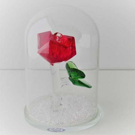 Glas Dom 12cm mit Kristall Rosse rot  mit losen Kristallen