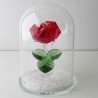 Glas Dom 12cm mit Kristall Rosse rot  mit losen Kristallen Glas Dom 12cm mit Kristall Rosse rot  mit losen Kristallen