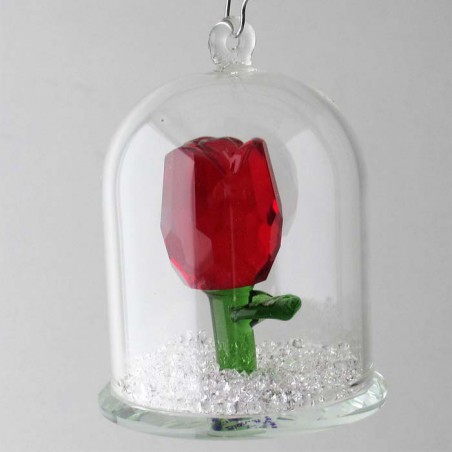 Glas Dom mit Kristall 5cm Rosse und mit losen Kristallen, zum hängen und stellen