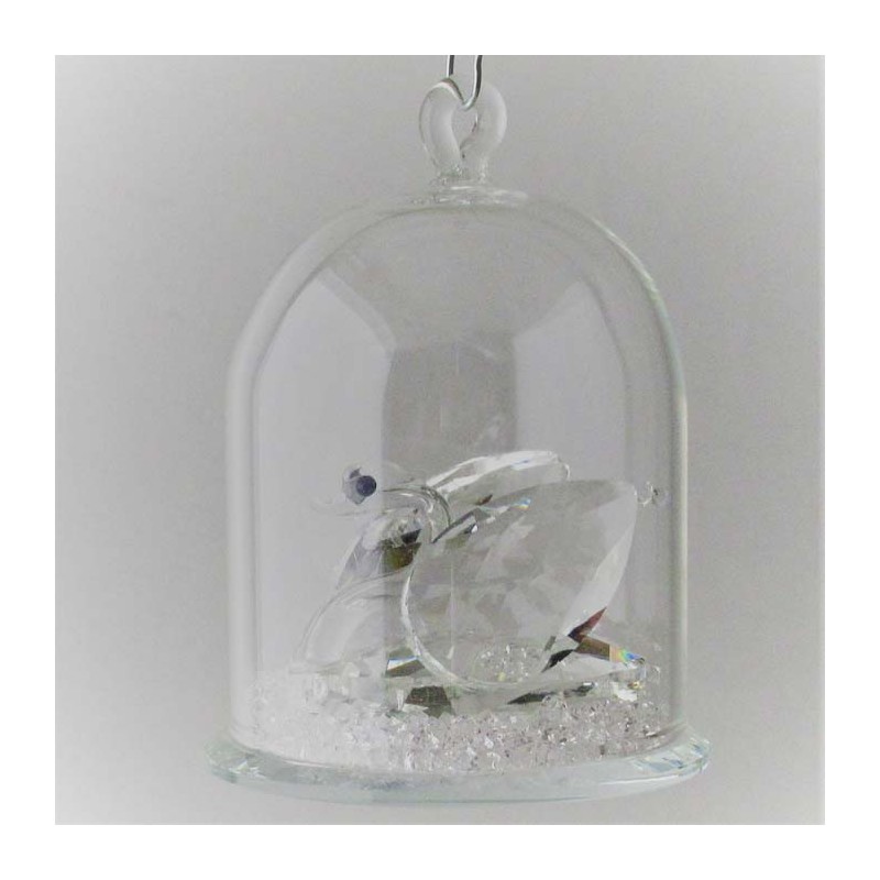 Glas Dom mit Kristall 5cm Schwann klar mit losen Kristallen , zum hängen und stellen Glas Dom mit Kristall 5cm Schwann klar mit losen Kristallen , zum hängen und stellen