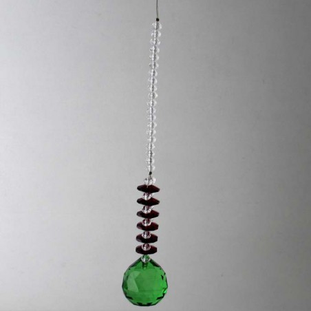 Kristallglas 30mm Kugel grün Kette  6 bunte Achtecke