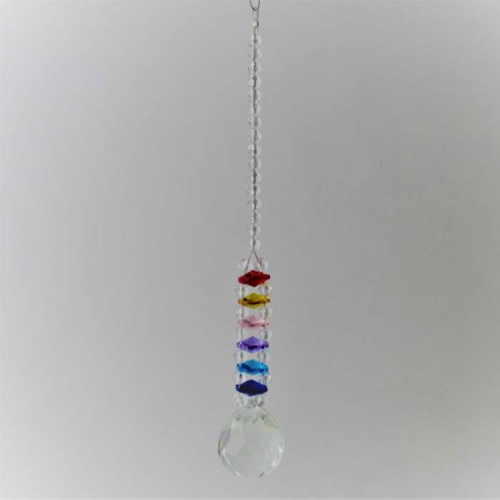 Kristallglas 30mm Kugel Kette klar 6 bunte Achtecke