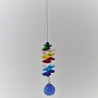 Kristallglas 20 mm Kugel blau 14 Achtecke  Kette sortierte Farben  Set 6 Stueck