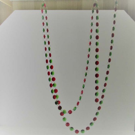 Kristallglas Kette grün - rote  14mm Achtecke 100 St 215 cm