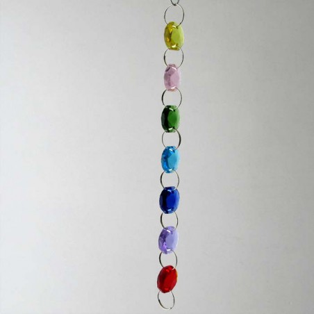Kristallglas Kette bunte 16cm 7 farben 14 mm Achtecke zum haengen