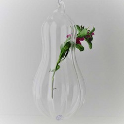 Glas-Kürbisform Vase klar Dekor, zum hängen