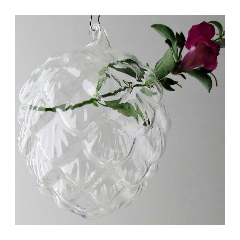 Glas-Tannenzapfen Form Vase klar Dekor, zum hängen