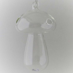 Glas-Pilz Vase klar Dekor, zum hängen