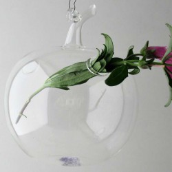 Glas--Apfelform Vase klar Dekor zum hängen und stellen