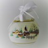 Glaskugel 120 mm Perle Winterlandschaft Gold mit Goldrand zum hängen