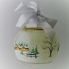 Glaskugel 120 mm Perle Winterlandschaft Gold mit Goldrand zum hängen