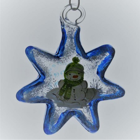 Glasstern 50 mm Schneemann  zum hängen