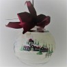 Glaskugel 120 mm Perle schwarz rote Dächer Winterlandschaft Silberrand zum hängen