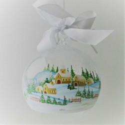 Glaskugel 120 mm Winter  klar Esel zum hängen