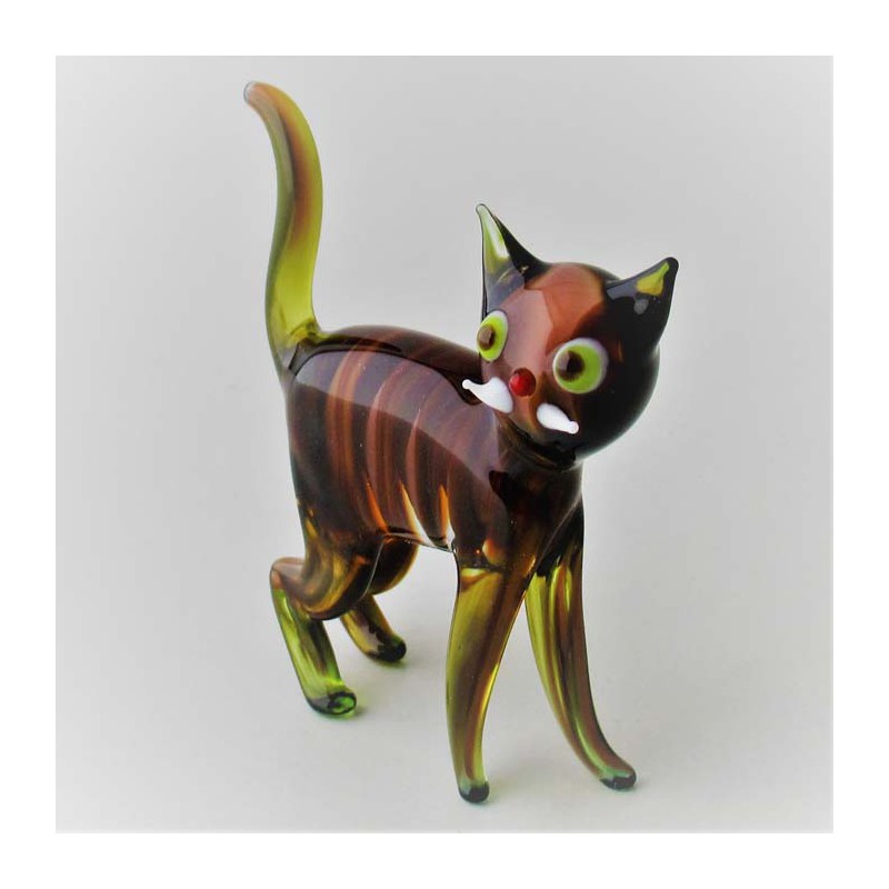 Glas Katze Effektglas 60mm braun, stehend