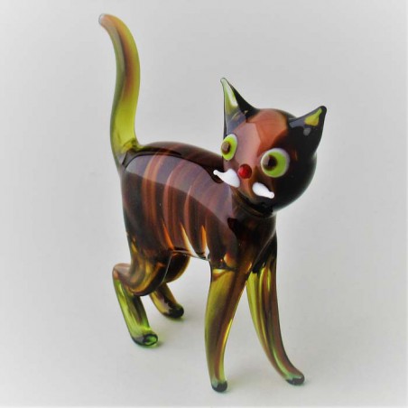 Glas Katze Effektglas 60mm braun, stehend