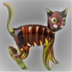 Glas Katze Effektglas 60mm braun, stehend