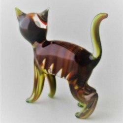 Glas Katze Effektglas 60mm braun, stehend