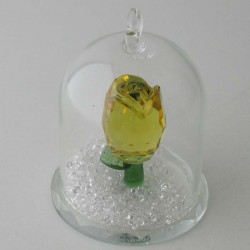 Glas Dom mit Kristall 5cm Rosse und mit losen Kristallen, zum hängen und stellen