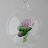 Glaskugel mit Kristall 7.5cm Rose blau rosa  mit losen Kristallen in der Kugel. zum haengen und stellen