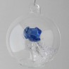 Glaskugel mit Kristall 7.5cm Rose blau rosa  mit losen Kristallen in der Kugel. zum haengen und stellen