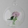Glaskugel mit Kristall 7.5cm Rose blau rosa  mit losen Kristallen in der Kugel. zum haengen und stellen