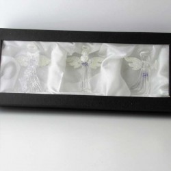 Glas Engel 50mm klar-silber sortiert zum hängen, ca.50x35x20mm