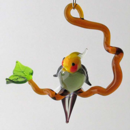 Glasvogel, Nymphensittich 70mm auf Ast klein, zum hängen