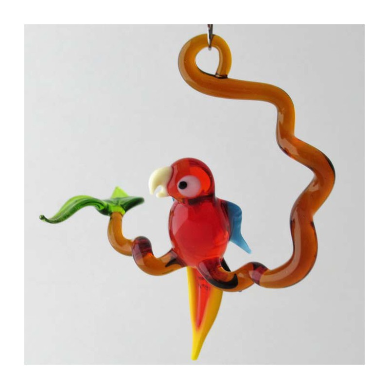 Glasvogel, Papagei 67mm auf Ast, klein zum hängen