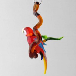 Glasvogel, Papagei 67mm auf Ast, klein zum hängen