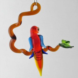 Glasvogel, Papagei 67mm auf Ast, klein zum hängen