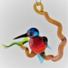 Glasvogel, Eisvogel 58mm auf Ast klein blau Bernstein, zum hängen