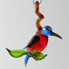 Glasvogel, Eisvogel 58mm auf Ast klein blau Bernstein, zum hängen
