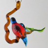 Glasvogel, Eisvogel 58mm auf Ast klein blau Bernstein, zum hängen