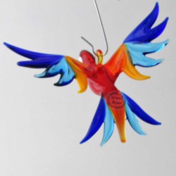 Glasvogel, Papagei 72 mm klein zum hängen