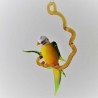 Glasvogel, Wellensittich 65mm gelb-grün auf Ast zum hängen
