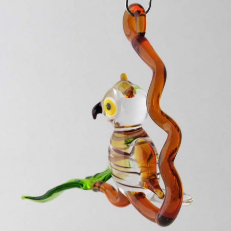Glasvogel, Eule 55mm auf Ast klein Bernstein klar, zum hängen