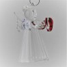 Glas Engel 45 mm konisch klar mit Farbigem Herz zum hängen und stellen