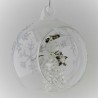 Glas Engel in Kugel offen 80 mm, klar Silbers bemalt, zum hängen und stellen