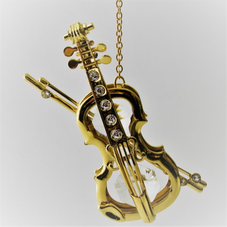 Violine zum hängen mit Swarovski Elements vergoldet