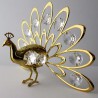 Pfau mit Swarovski Elements vergoldet