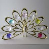 Pfau mit Farbigen Swarovski Elements vergoldet