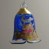Glasglocke 040 mm Blau Gabensack Weihnacht mit Goldrand zum hängen