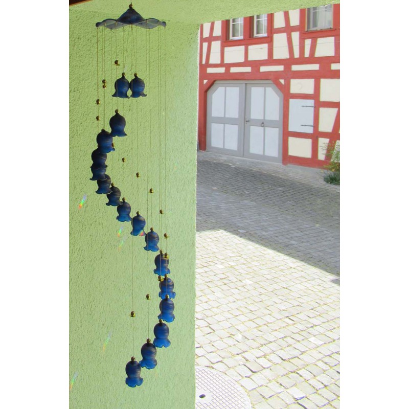 Glas Glocken 70cm Mobile mit 17 Glocken Lila