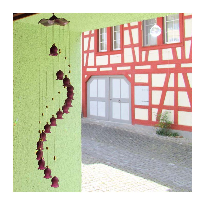 Glas Glocken 70cm Mobile mit 17 Glocken Lila