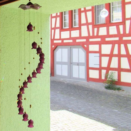 Glas Glocken 70cm Mobile mit 17 Glocken Lila